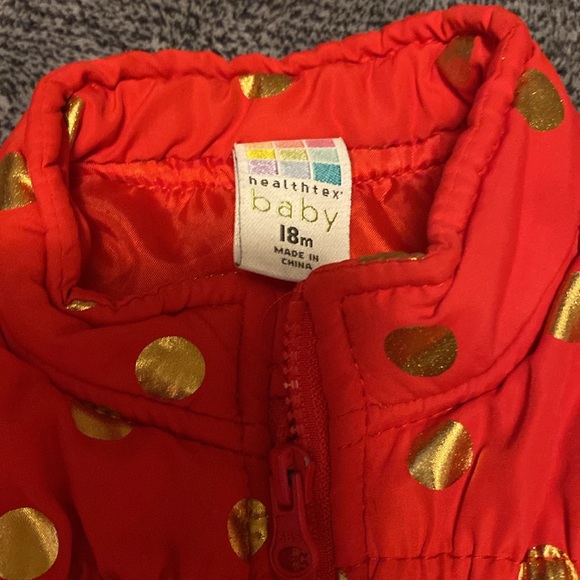 18 month old red and gold polkadot vest - Picture 2 of 2